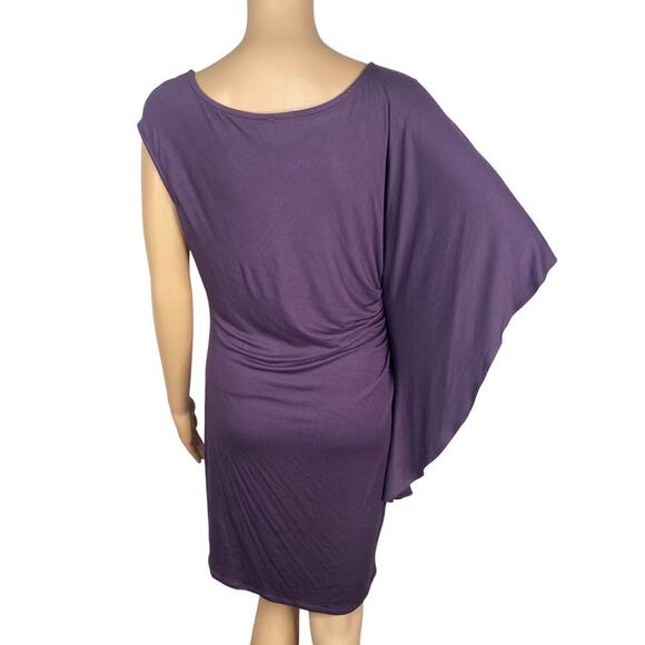 Ella Moss NWT $138 Girl's Best Friend Purple Ruched Asymmetric Dress SZ M - Picture 7 of 8